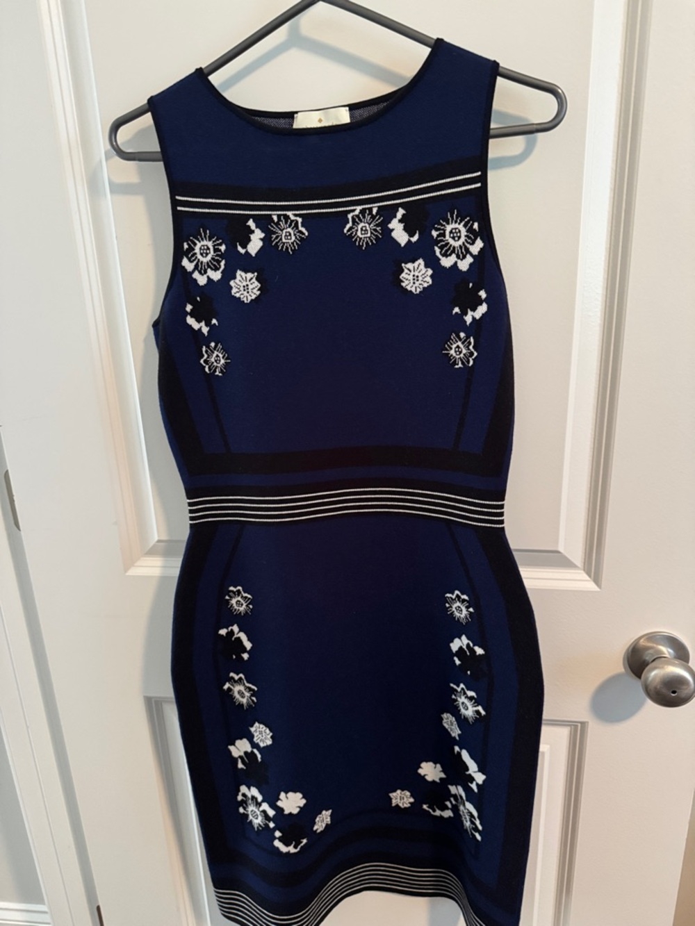 kate spade Navy and White Floral Knit Midi Dress